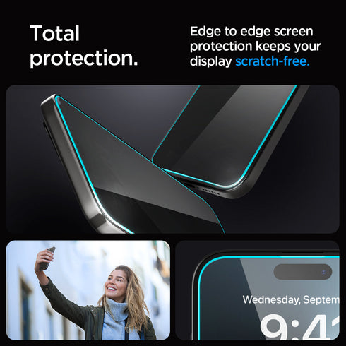Spigen iPhone 15 Series Screen Protector GLAS.tR EZ Fit | Privacy